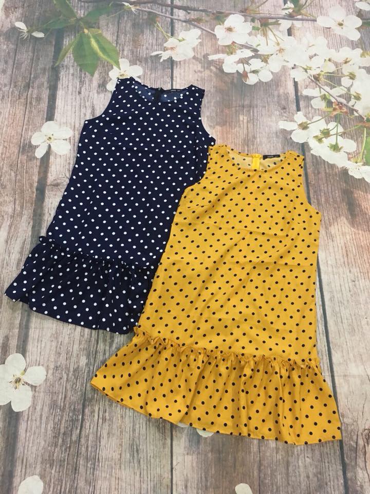 đầm hoa/ chấm bi chất lanh lụa