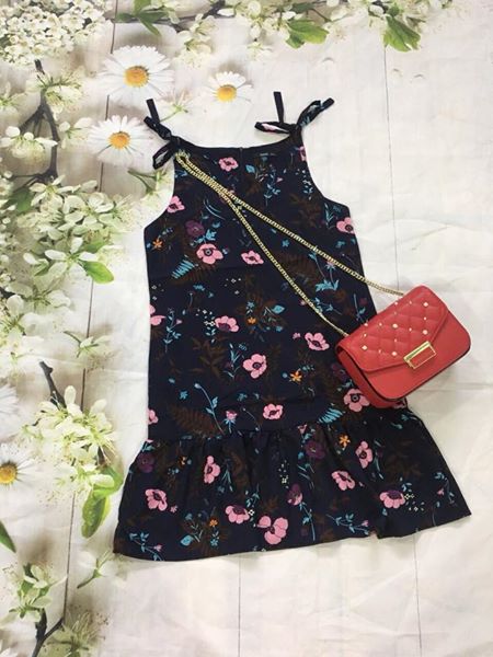 Đầm lanh lụa ko nhăn in hoa