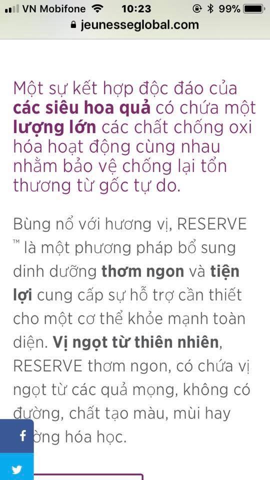 Reserve của hãng Jeuness Global Mỹ