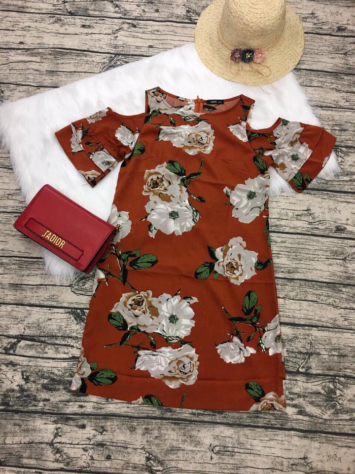 Đầm lanh lụa ko nhăn ,in hoa xinh xắn