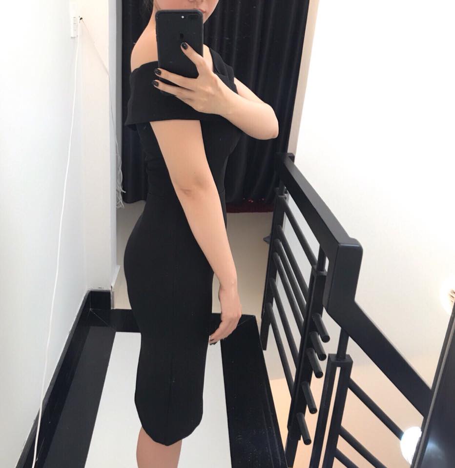 Đầm thun hở vai