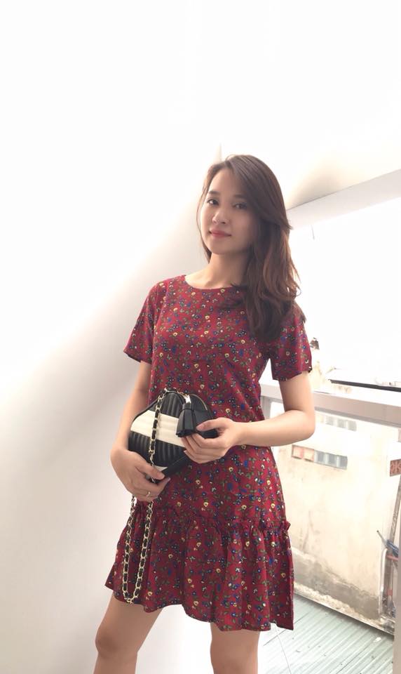Đầm lanh lụa ko nhăn in hoa