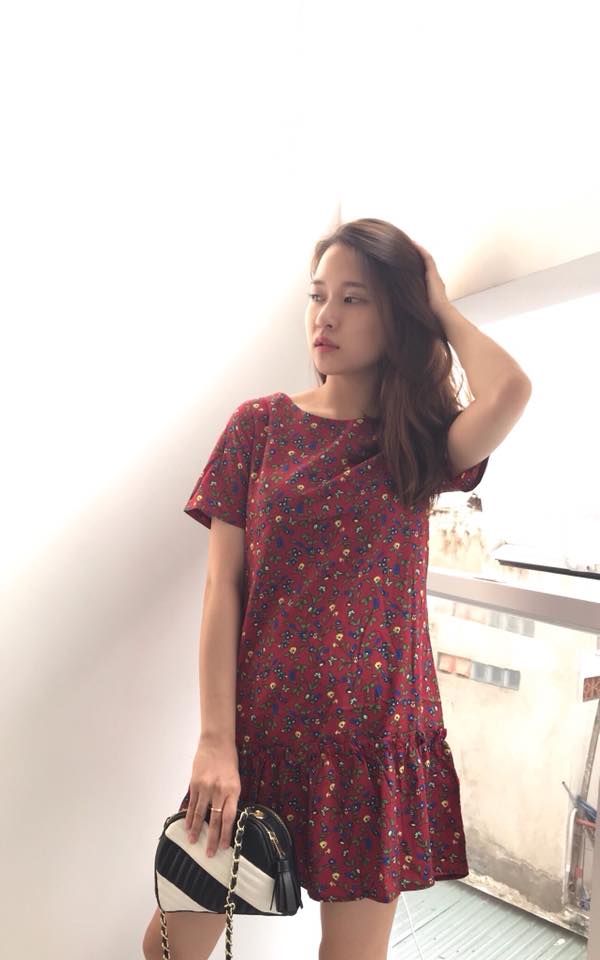 Đầm lanh lụa ko nhăn in hoa