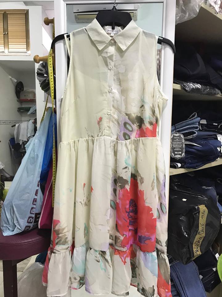 đầm Sơmi voan hoa 2 lớp