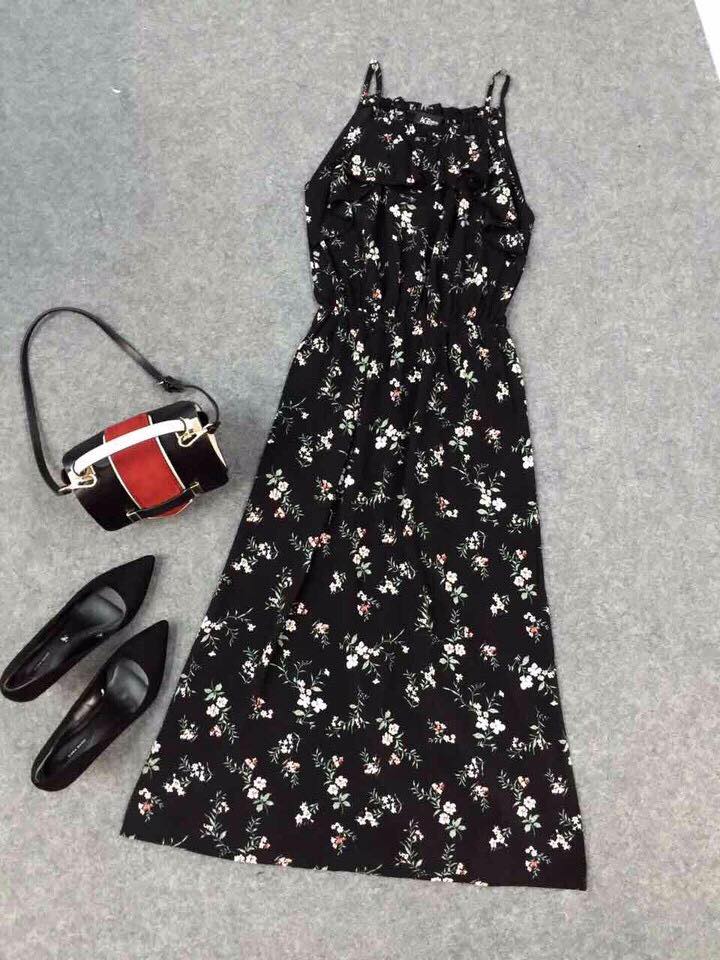 Đầm maxi 2 dây thun eo