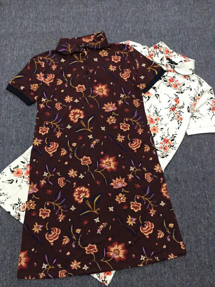 Đầm thun coton cổ sơmi