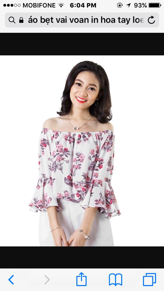 ÁO BẸT VAI TAY LOE - VẢI VOAN IN HOA - HIỆU BOBEAU XUẤT DƯ