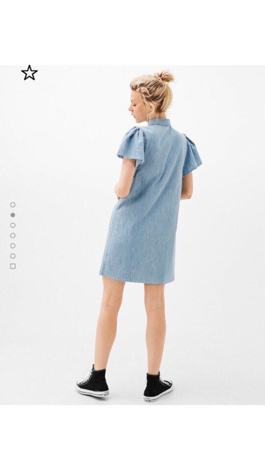 Denim thêu sơmi tay bèo