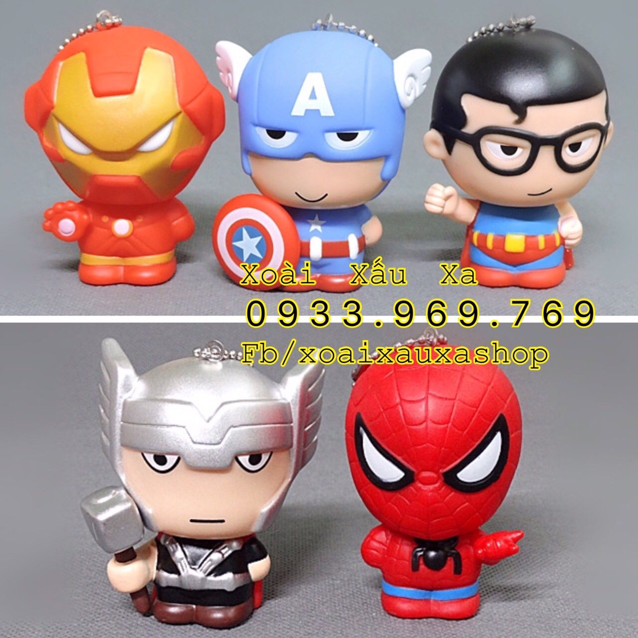 Móc Khoá Siêu Nhân Chibi | Xoài Xấu Xa Shop