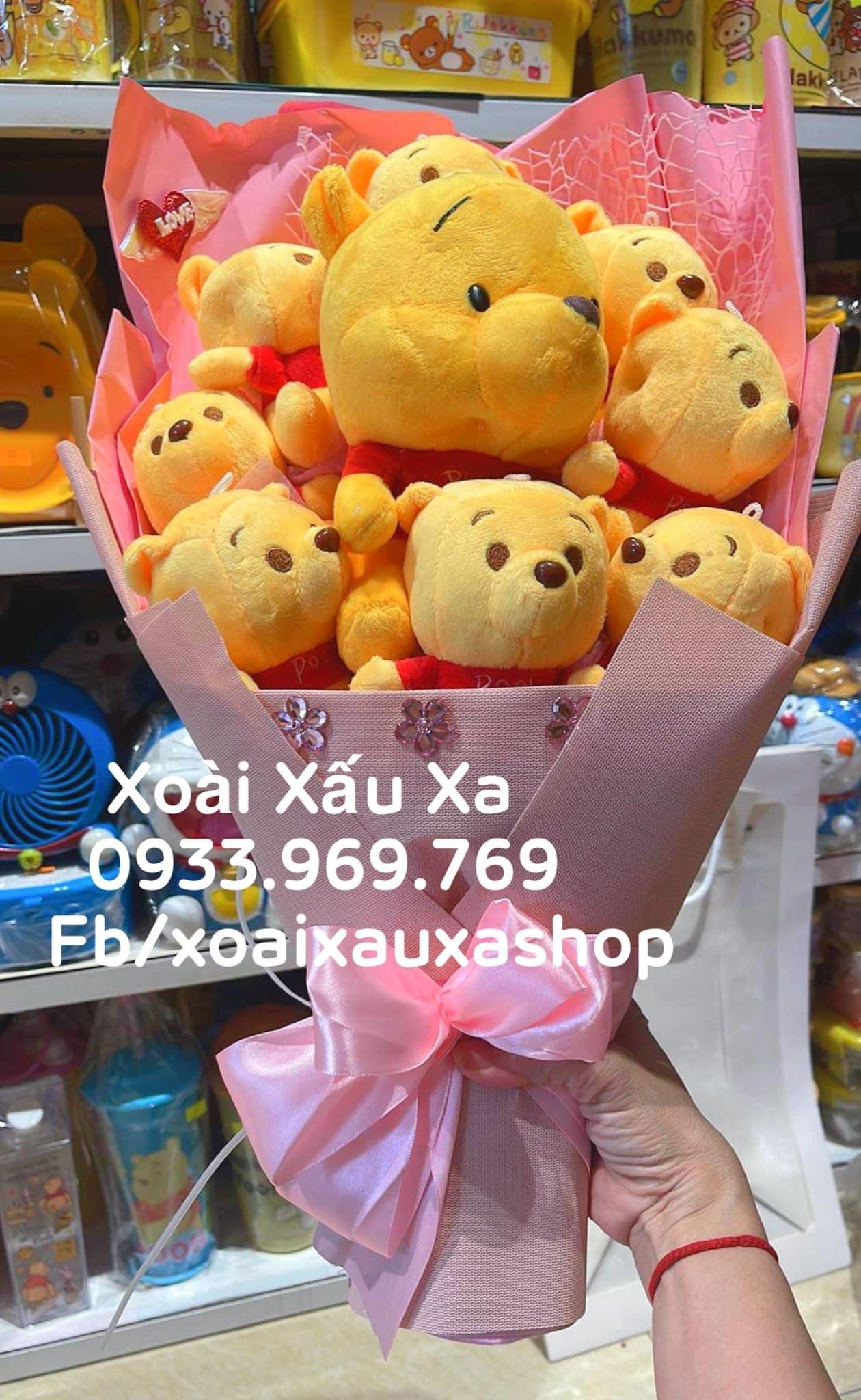 BÓ HOA GẤU BÔNG GẤU WINNIE THE POOH | Xoài xấu xa Shop Bó Hoa Gấu Bông Gấu Winnie The Pooh | Xoài Xấu Xa Shop