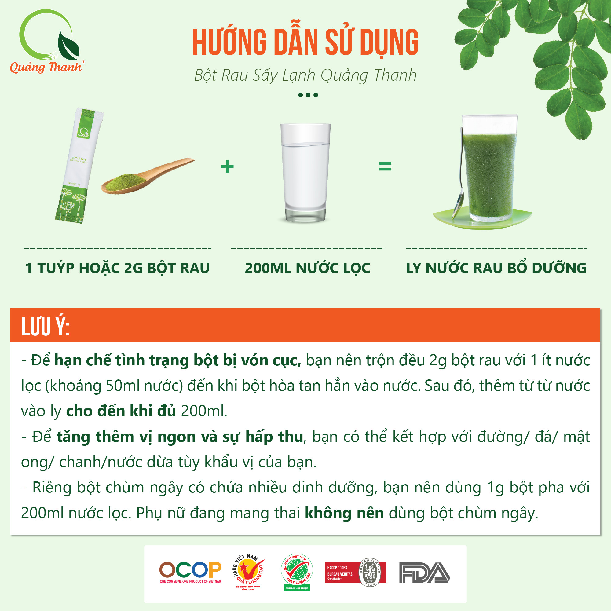Tuýp rau má uống liền có đường