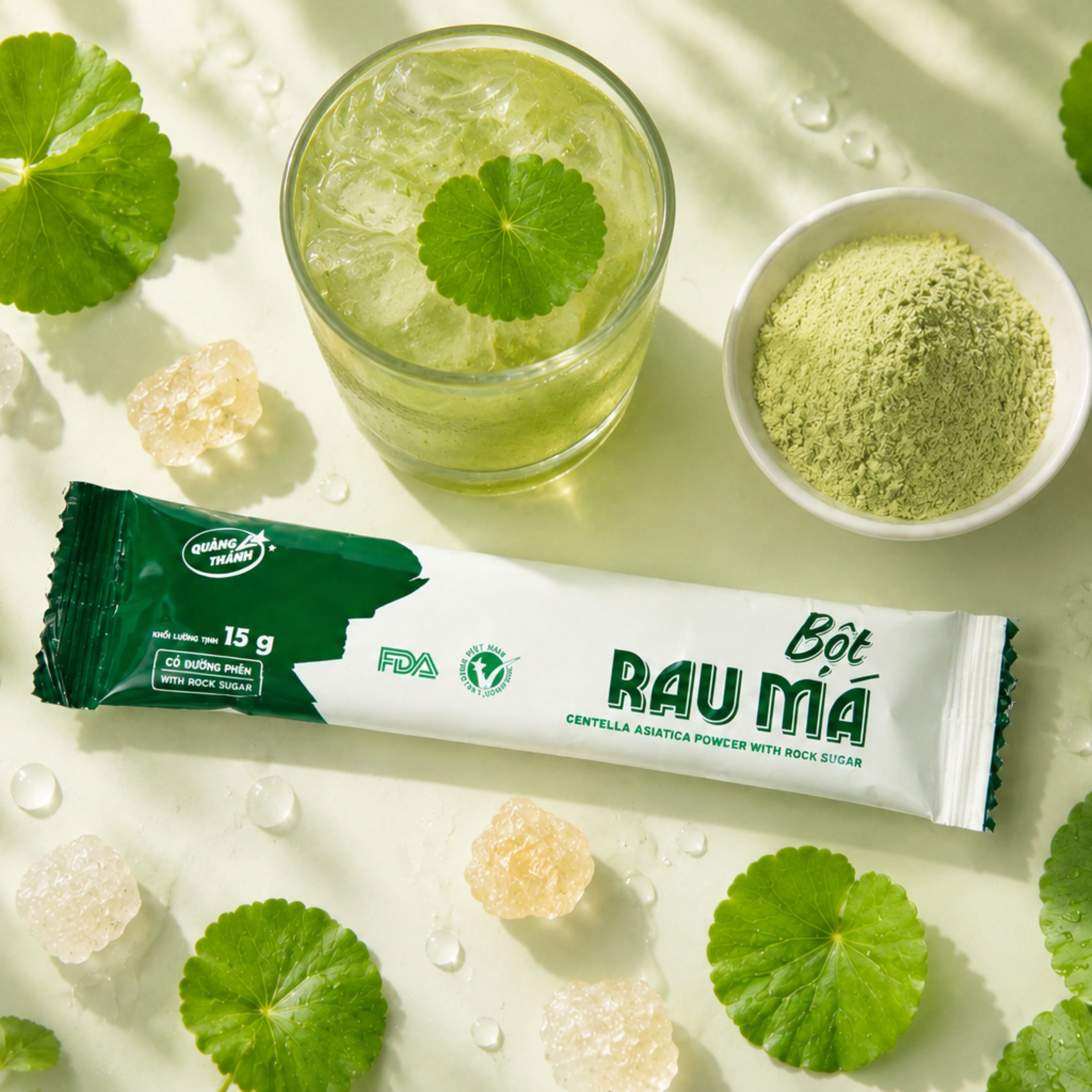 Rau Má 2in1 Đường Phèn - Hộp 180g (12 gói x 15 g)