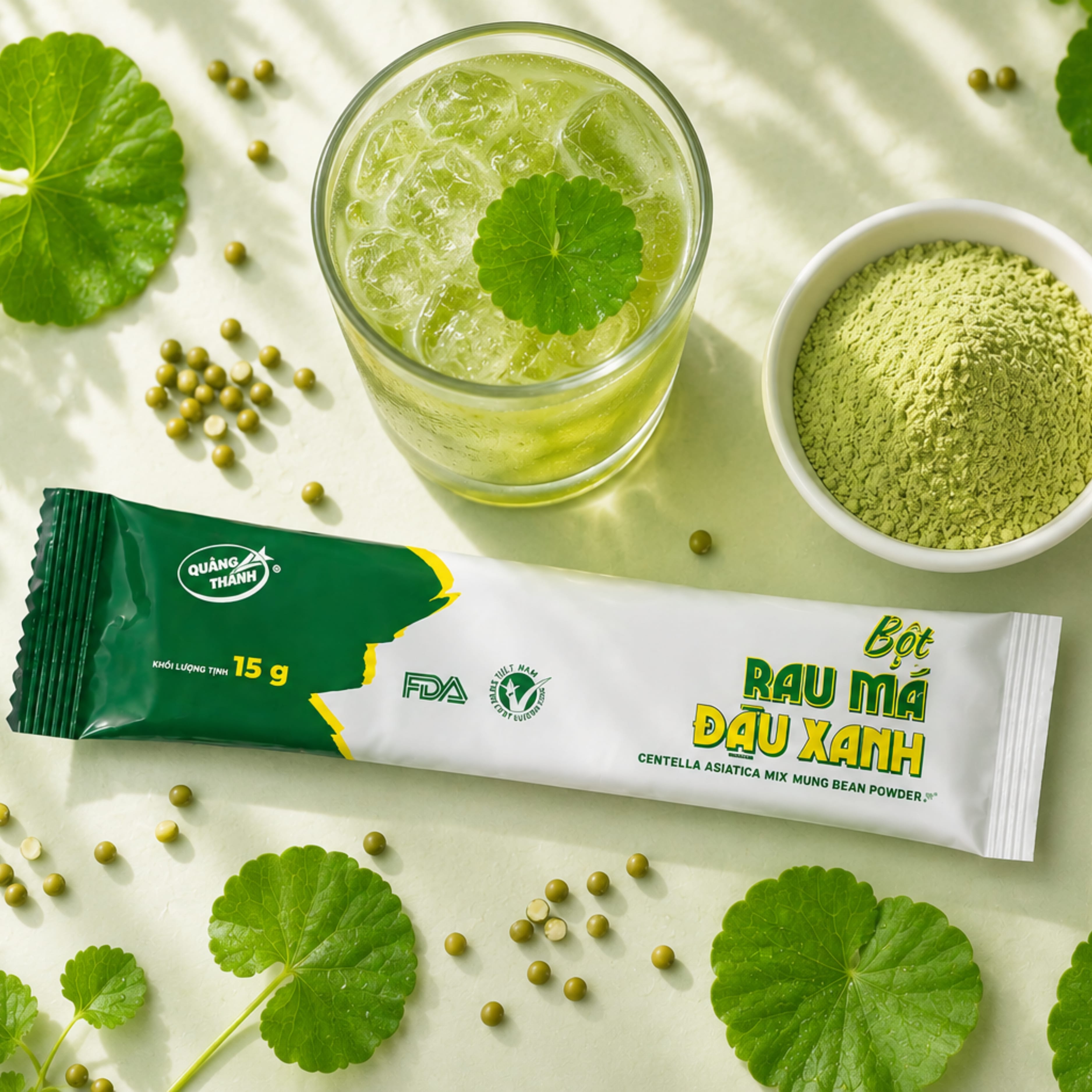 Rau Má Đậu Xanh - Hộp 180g (12 gói x 15 g)