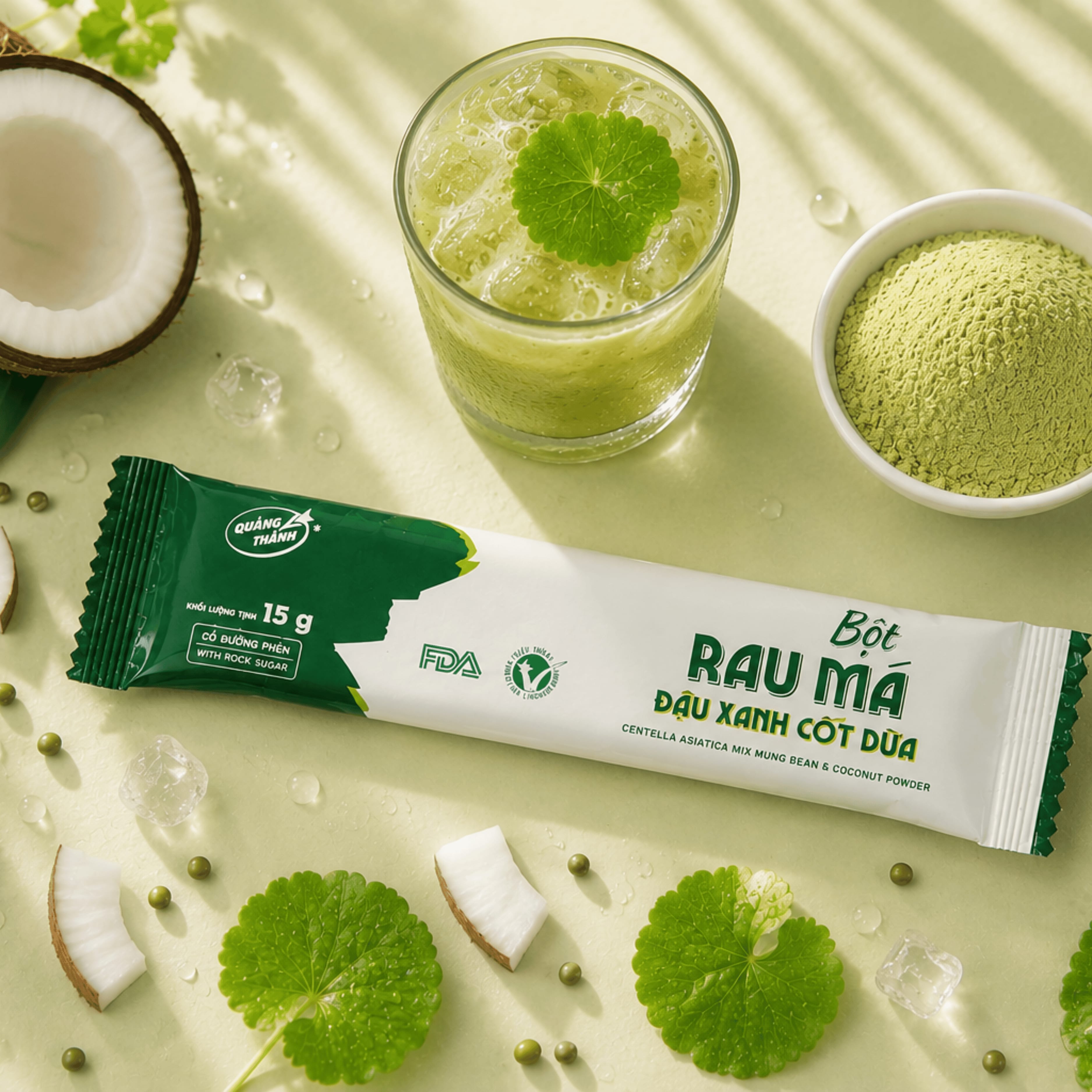Rau Má Đậu Xanh Cốt Dừa - Hộp 180g (12 gói x 15 g)