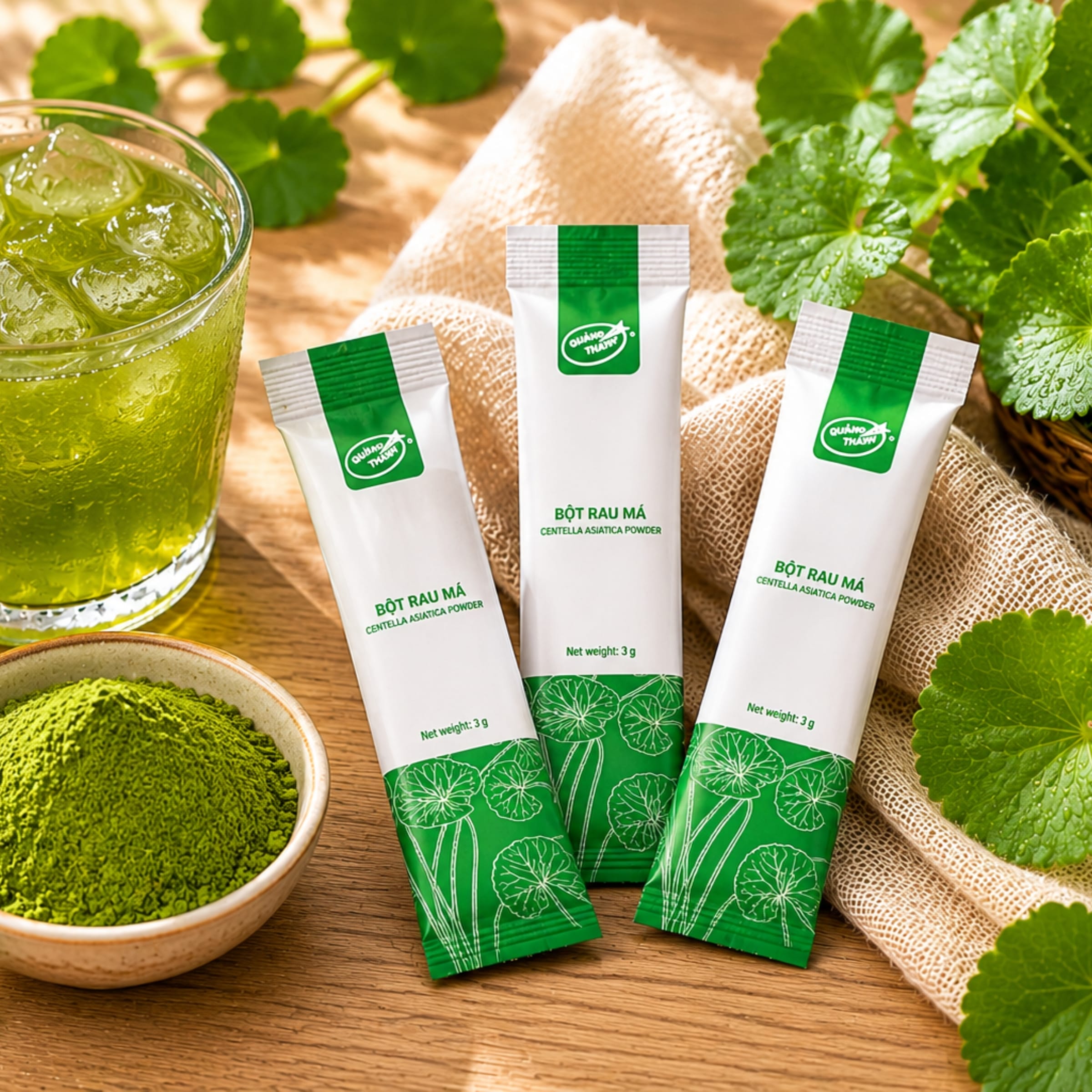 Rau Má Uống Liền Không Đường - Hộp 45g (15 Gói x 3g)
