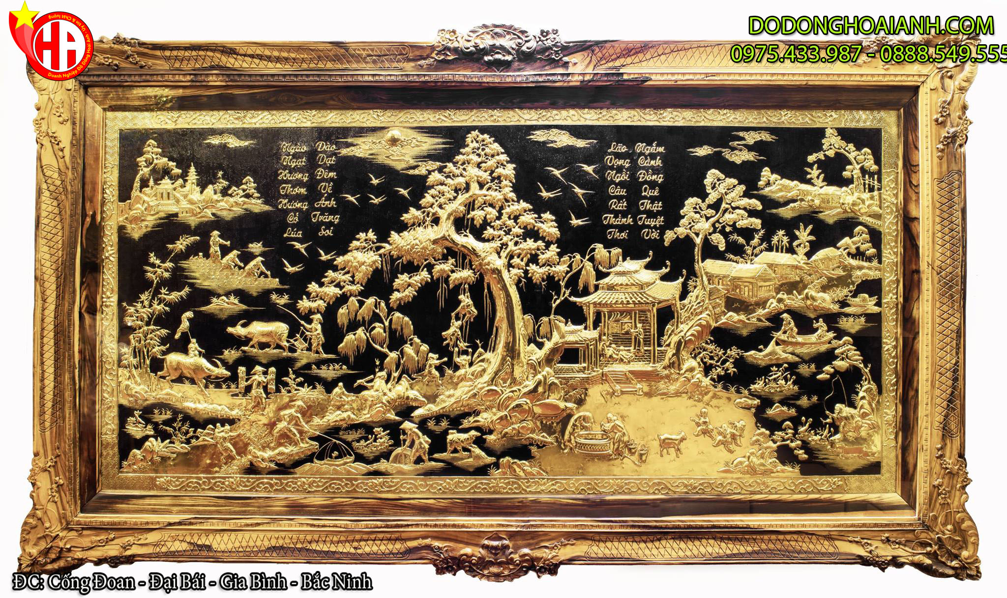 Tranh đồng quê - đồ đồng Hoài Ánh
