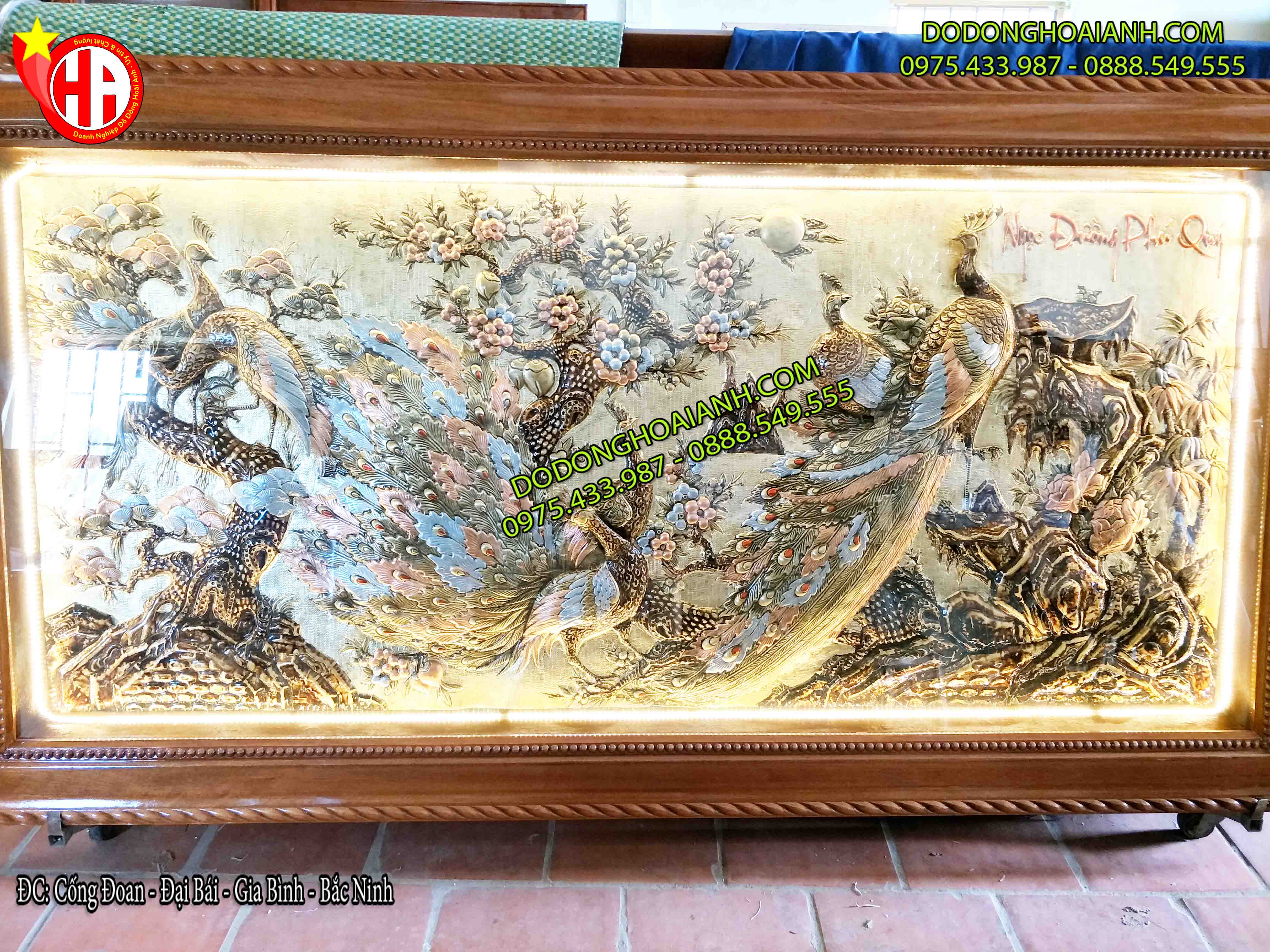 Tranh đồng công mai - đồ đồng Hoài Ánh