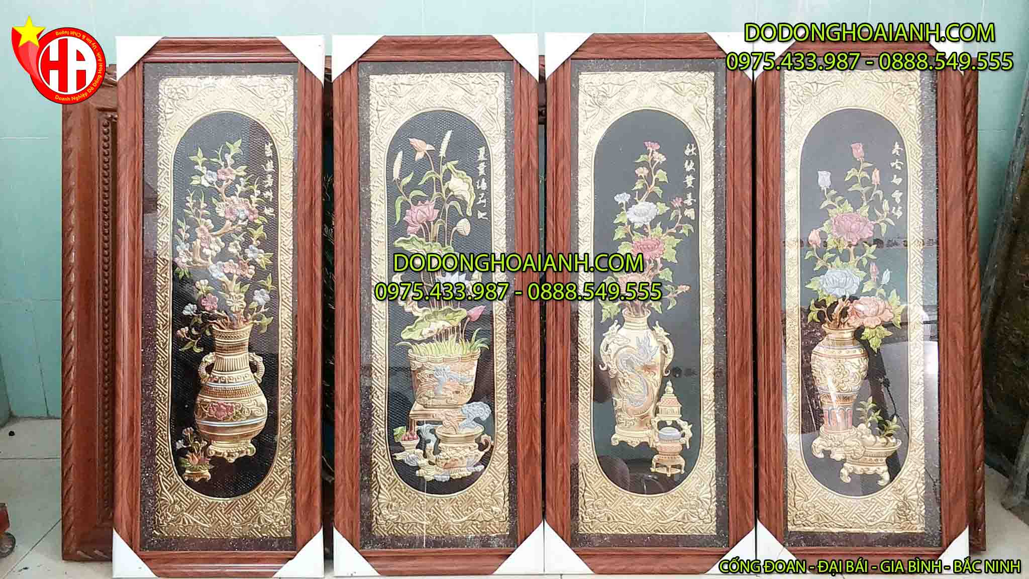 Bộ tranh tứ bình được đồ đồng Hoài Ánh sản xuất