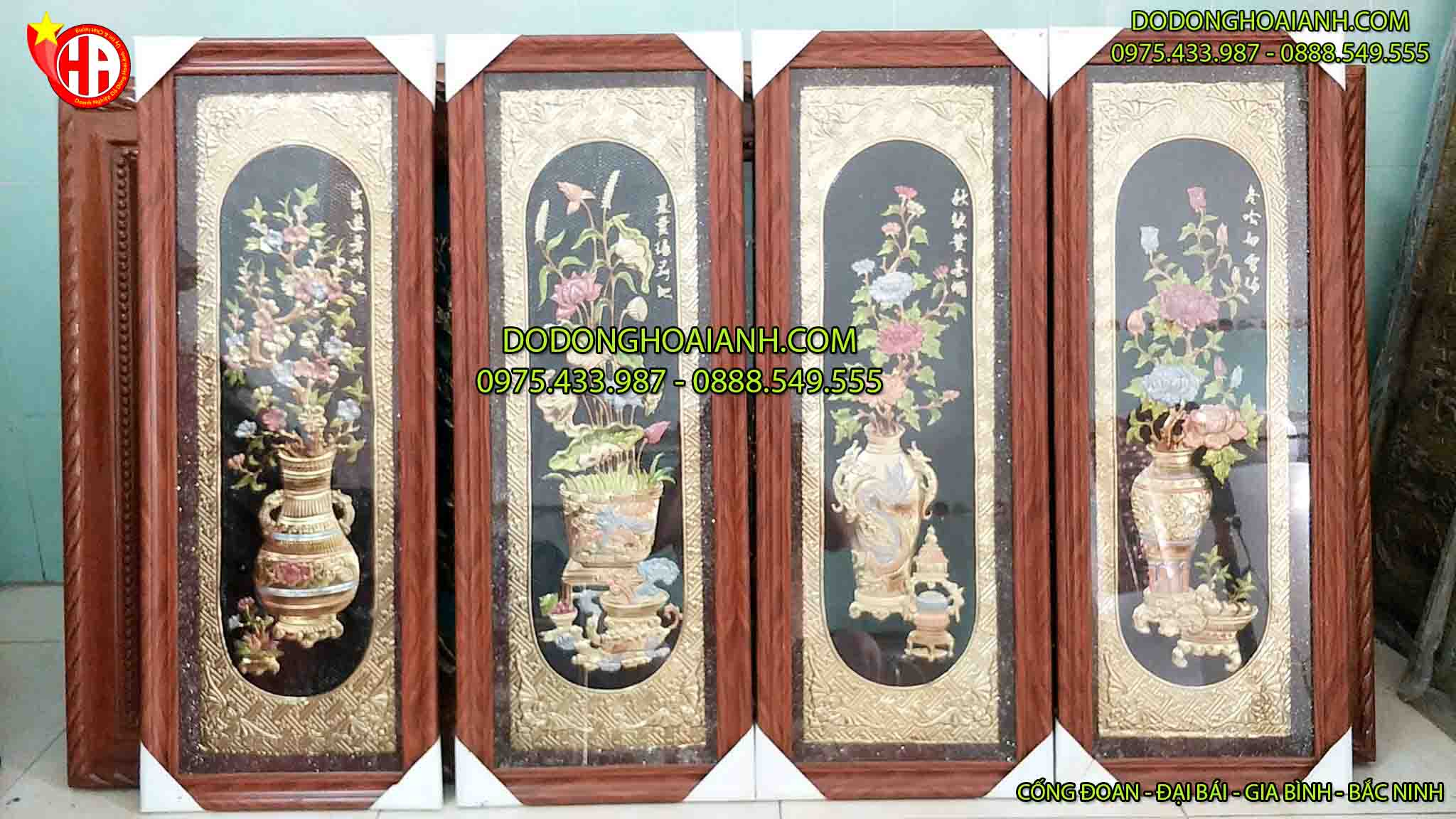 Bộ tranh tứ bình được đồ đồng Hoài Ánh sản xuất