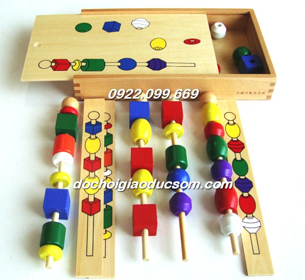 Xâu hạt luồn cọc Montessori - Giáo cụ Montessori