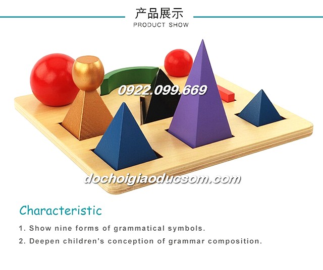 Giáo cụ montessori - Khay đựng các khối hình biểu tượng của ngữ pháp (Ngôn ngữ ký hiệu) rẻ, đẹp, bền