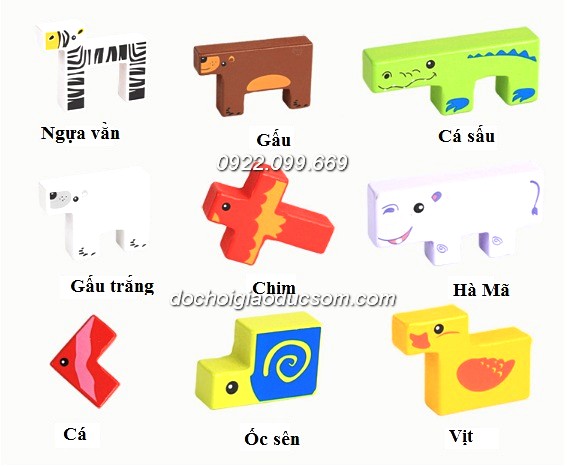 Bộ ghép hình động vật tangram - Animal building block - Loại dày đẹp