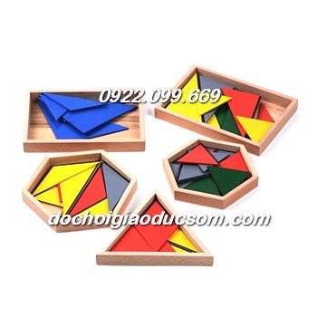 Bộ 5 hộp cấu tạo tam giác - Constructive Triangles 5 Boxes - Giáo cụ Giác quan Montessori