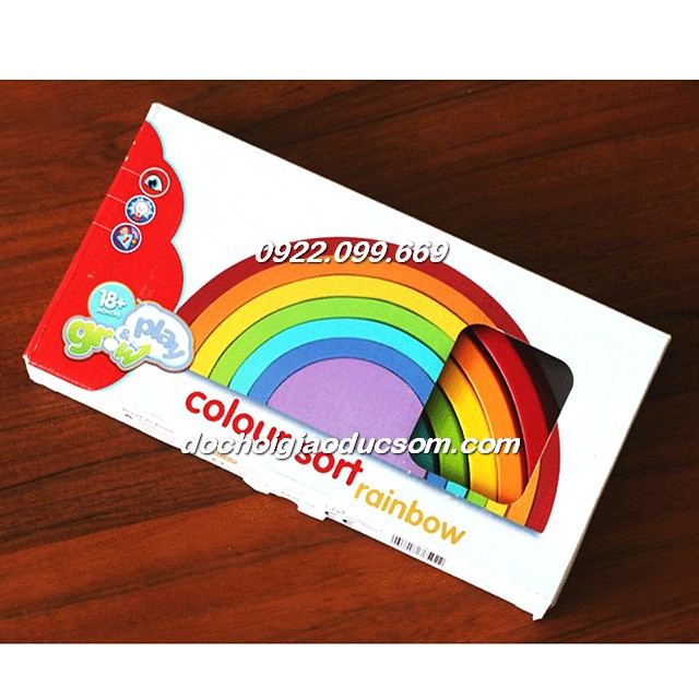 Bộ xếp hình cầu vồng gỗ Sort color Rainbow