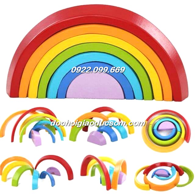 Bộ xếp hình cầu vồng gỗ Sort color Rainbow