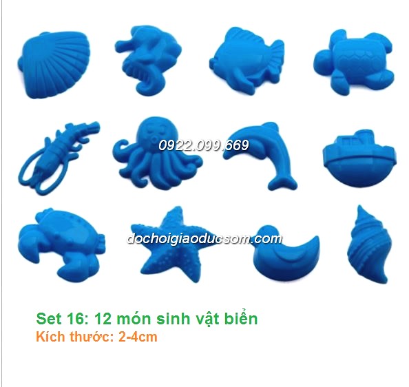 Đồ chơi cát - Set 16: 12 món sinh vật biển