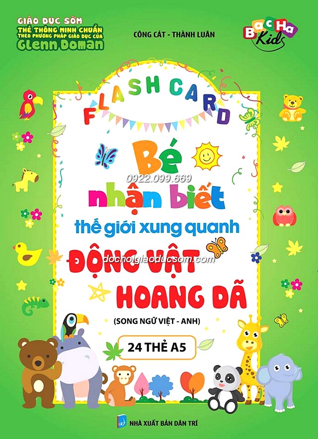 FLASH CARD nhận biết ĐỘNG VẬT HOANG DÃ - 24 Thẻ song ngữ