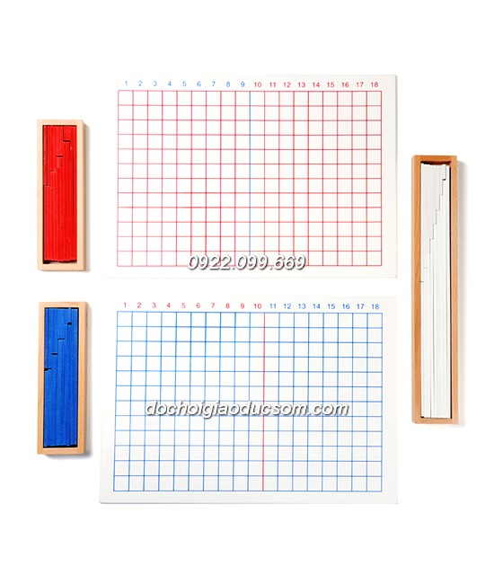 Bộ cộng trừ 2 bảng to - Giáo cụ Montessori