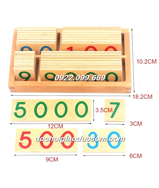 Bộ Thẻ Số gỗ Từ 1 Đến 9000 LOẠI TO - Giáo Cụ Montessori giáo cụ tốt rẻ