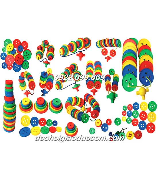 Túi xâu chuỗi cúc tròn loại to T19 - Hoạt động xâu hạt luyện vận động tinh