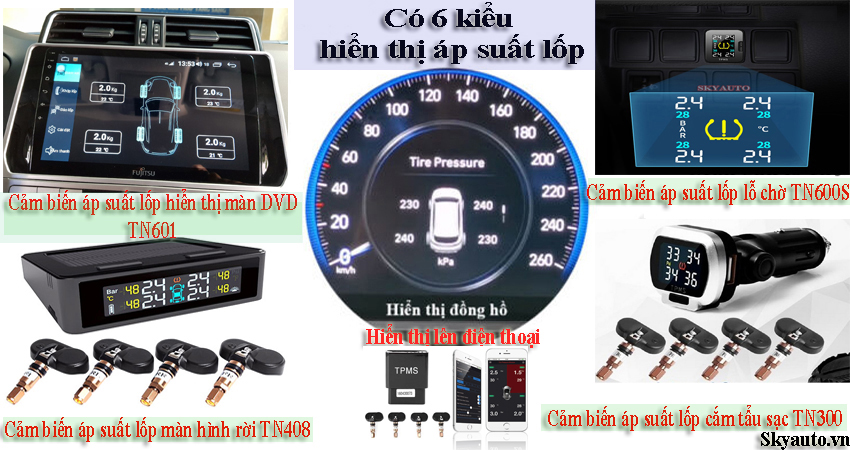 6 hình thức hiển thị cảm biến áp suất lốp hiện nay