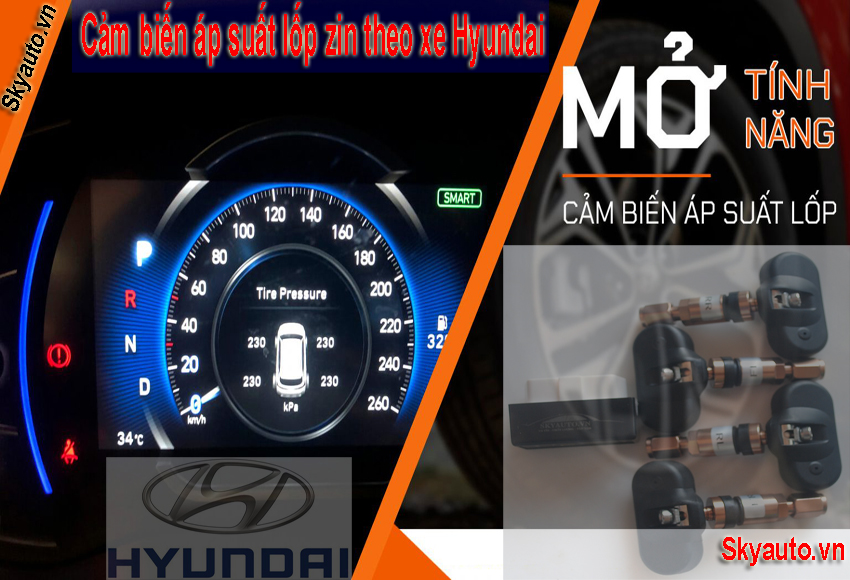 Cảm biến áp suất lốp Hyundai- Skyauto ( TPMS zin theo xe chính hãng nhà máy)