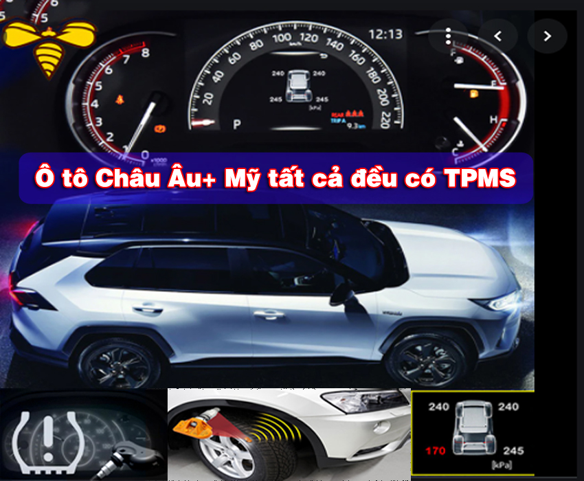 Xe ô tô Châu Âu và Mỹ tất cả đều có cảm biến áp suất lốp