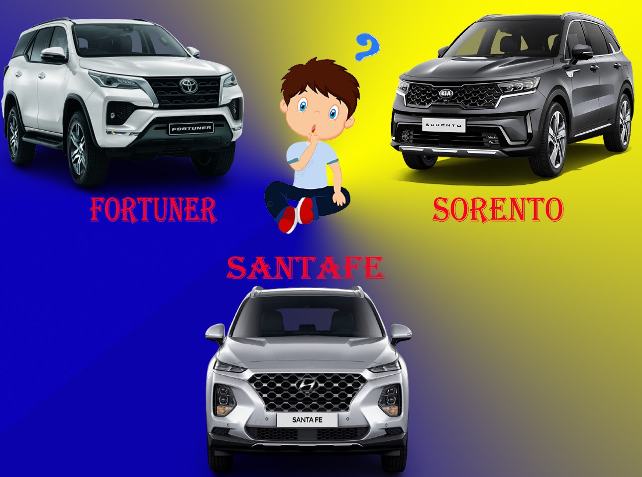 So sánh Bộ 3 sản phẩm cùng phân khúc: Sorento- Santafe- Fortuner