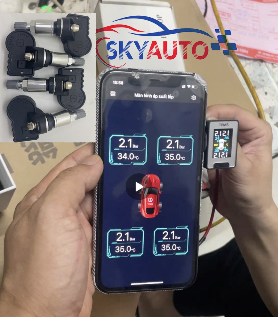 Cảm biến áp suất lốp cổng chờ kết nối điện thoại SKYAUTO