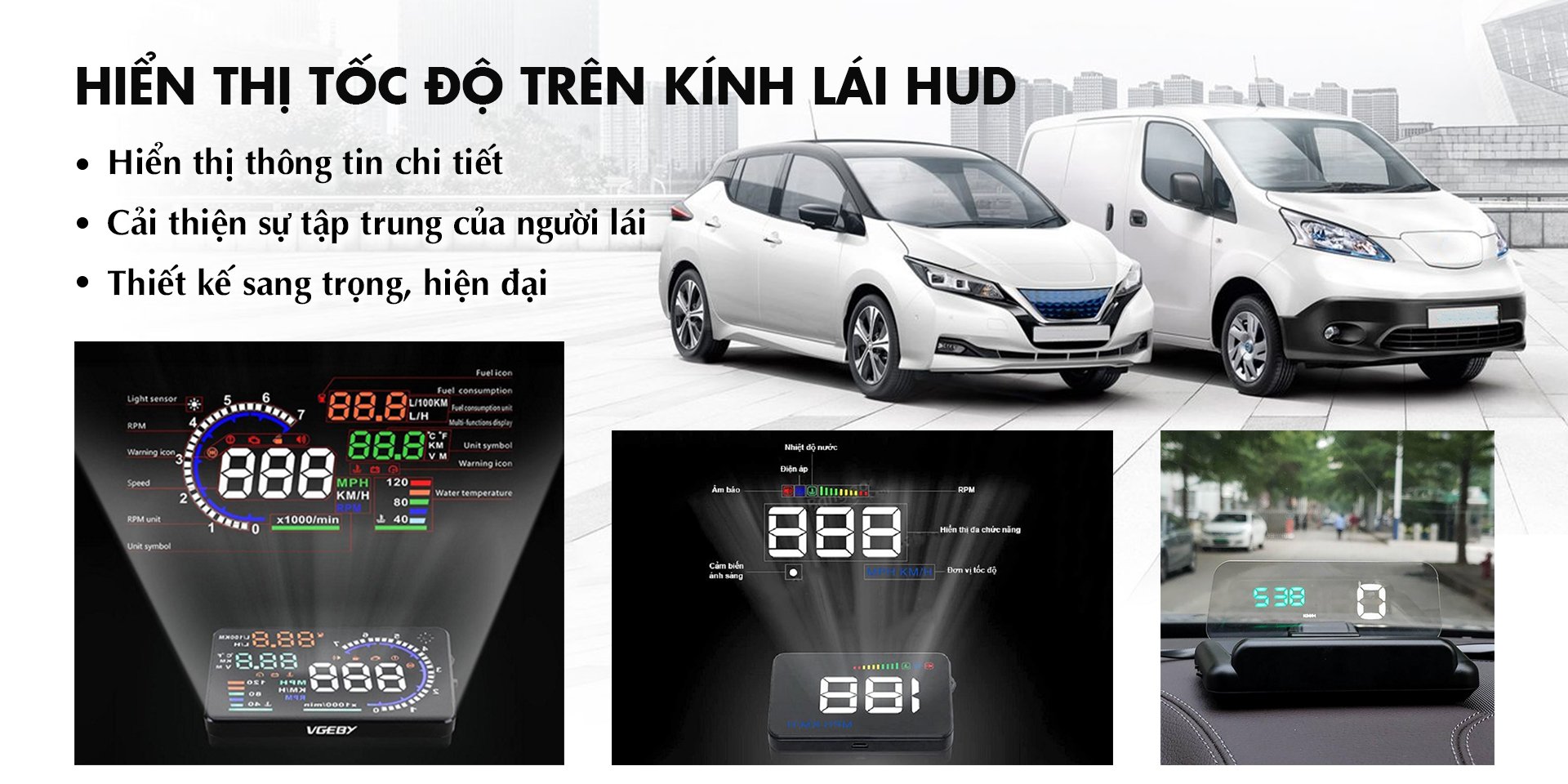 Hiển thị tốc độ trên kính lái HUD