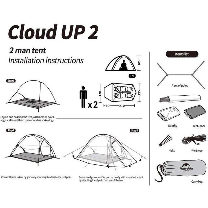 LỀU 2 NGƯỜI, 2 LỚP NATUREHIKE CLOUD UP NH17T001-T