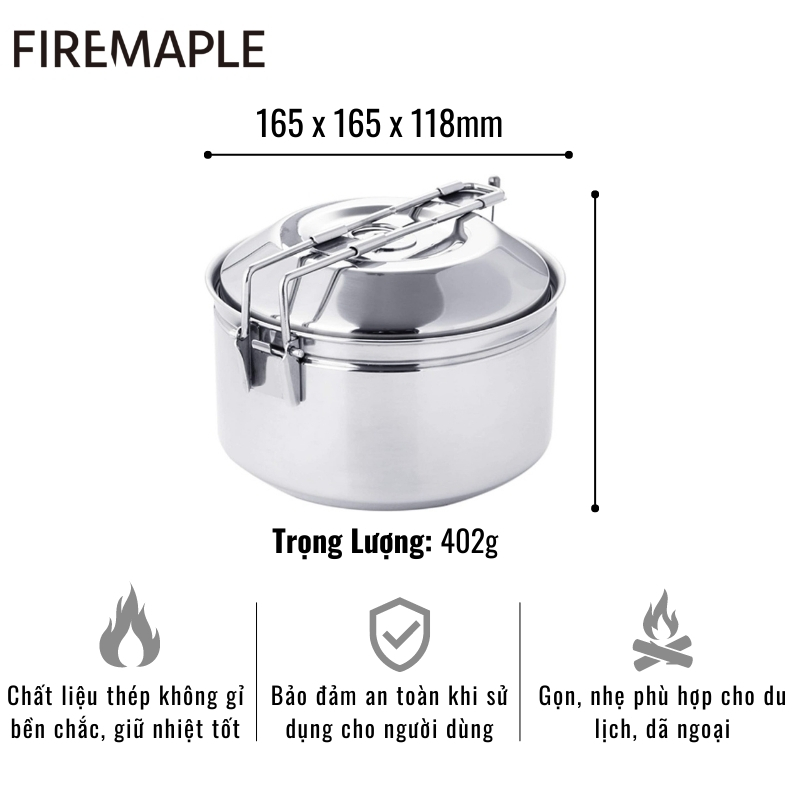 NỒI DÃ NGOẠI THÉP KHÔNG GỈ FIRE-MAPLE ANTARCTI