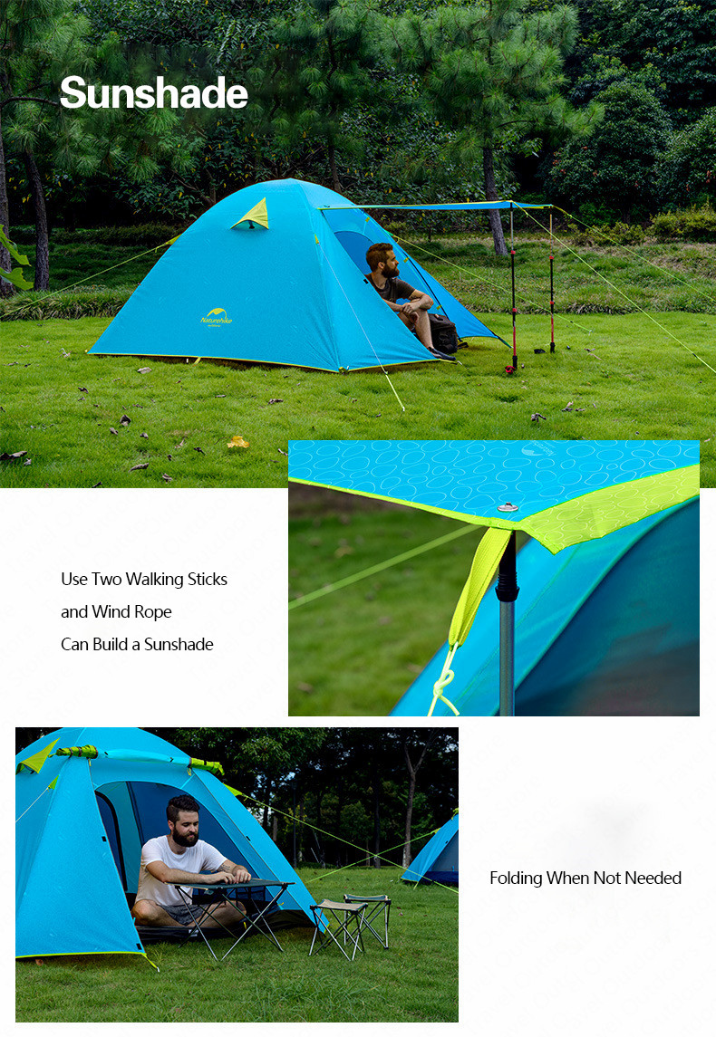 LỀU CẮM TRẠI 2 NGƯỜI 2 LỚP NATUREHIKE NH18Z022-P CAO CẤP