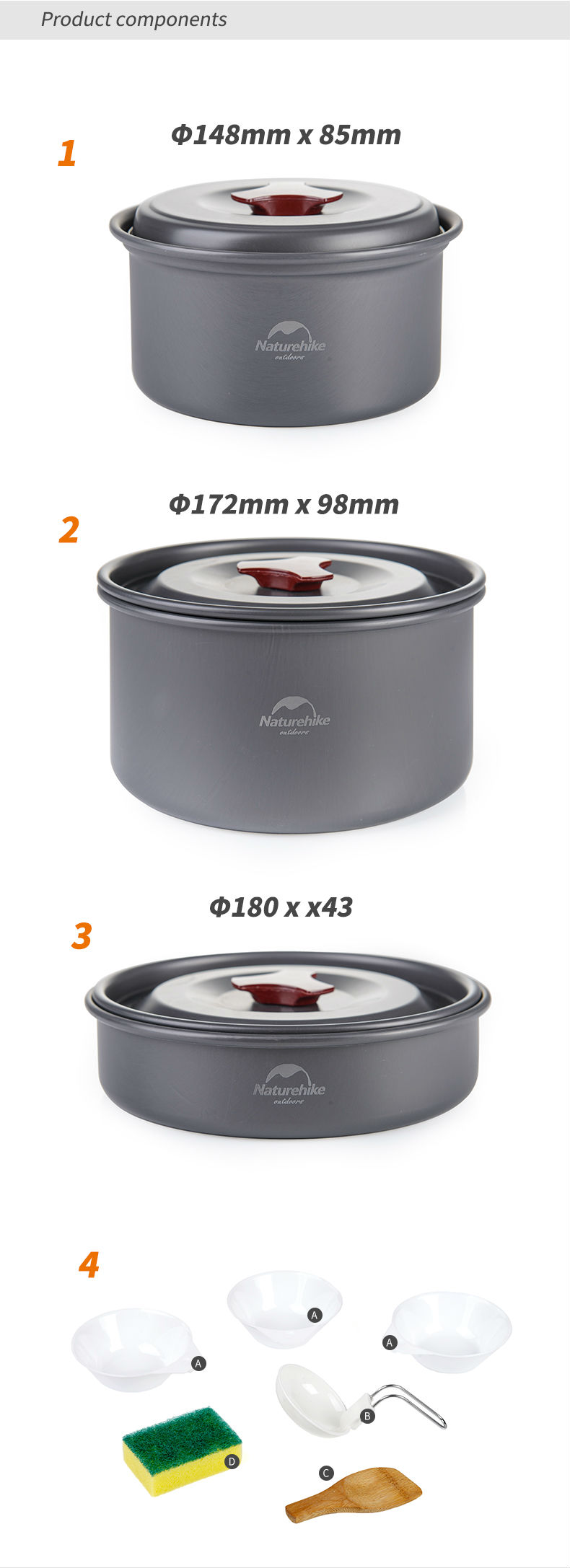 BỘ NỒI NẤU ĂN DÃ NGOẠI NATUREHIKE NH15T203-G