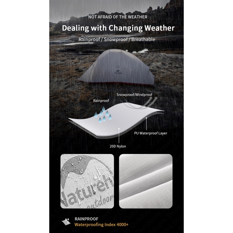 LỀU 2 NGƯỜI, 2 LỚP NATUREHIKE CLOUD UP NH17T001-T