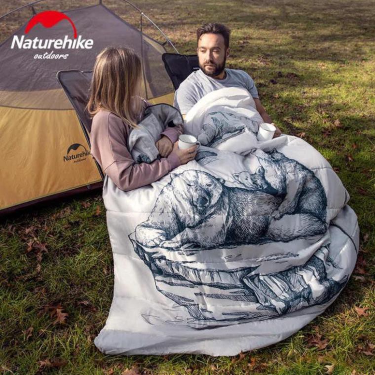TÚI NGỦ ĐÔI KÈM GỐI NATUREHIKE NH19S016-D HOẠ TIẾT 3 CON GẤU