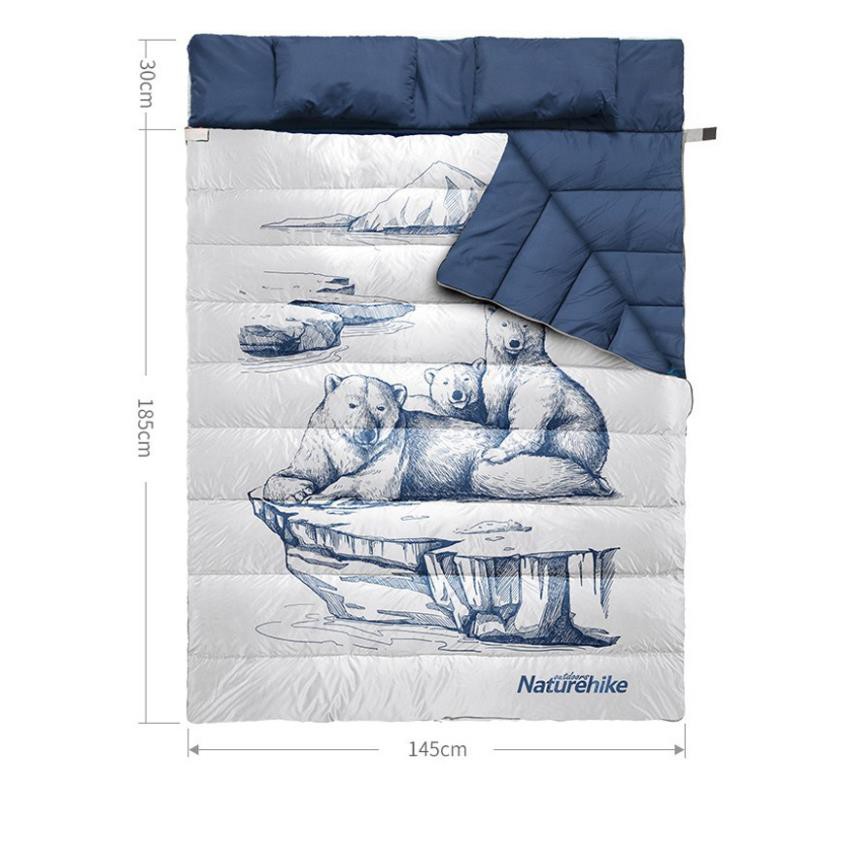 TÚI NGỦ ĐÔI KÈM GỐI NATUREHIKE NH19S016-D HOẠ TIẾT 3 CON GẤU