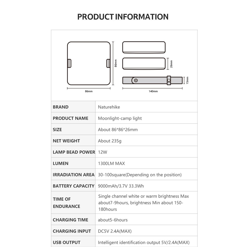 ĐÈN CẮM TRẠI KIÊM SẠC DỰ PHÒNG NATUREHIKE NH18Y001-A