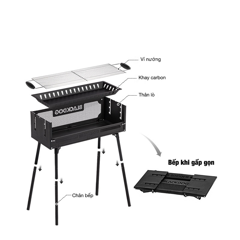BẾP NƯỚNG THAN BBQ DÃ NGOẠI BLACKDOG BD-SKL003
