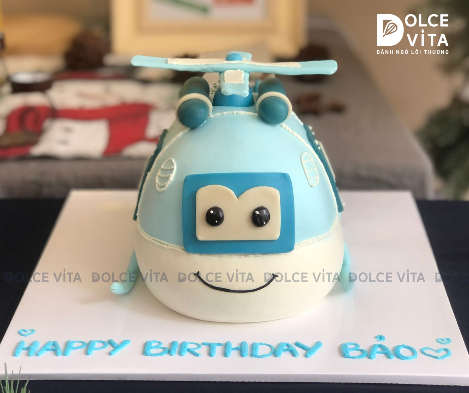 [3165] (200) Bánh Sinh Nhật Trực Thăng Super Wings 3D Cho Bé Trai